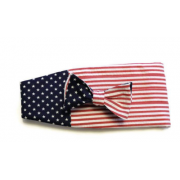 American Flag Seersucker Cummerbund and Tie Set